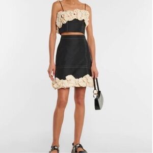 Ganni Taffeta Black and Cream Skirt Set